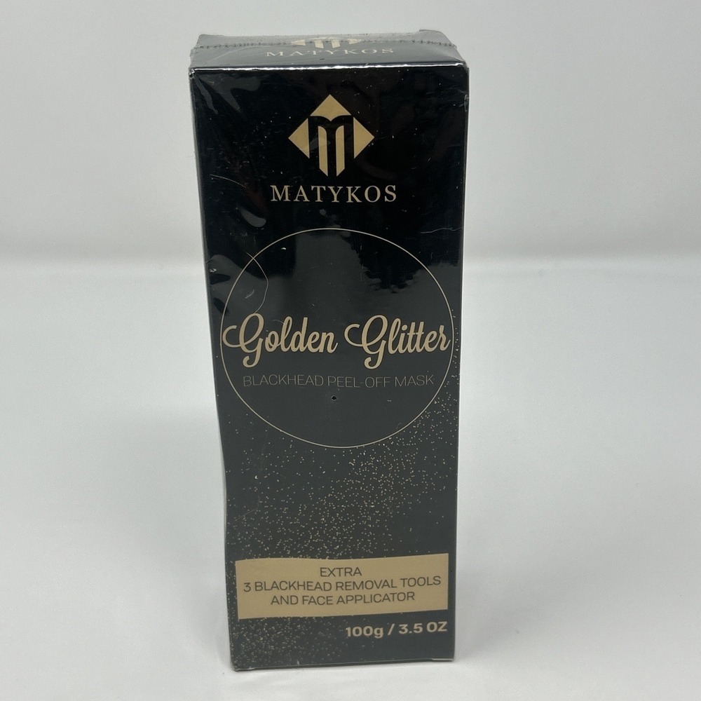 NIB Matykos Golden Glitter Blackhead Peel Off Mask Removal Tools & Applicator